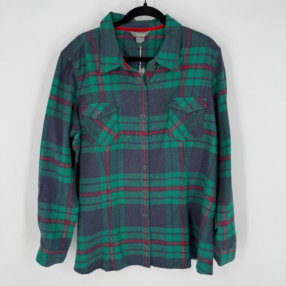 Natural Reflections Plaid Flannel Button Down Shirt‎ 1X NWT